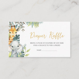 Jungle Safari Wild One Baby Dusche Windeln Raffle Begleitkarte