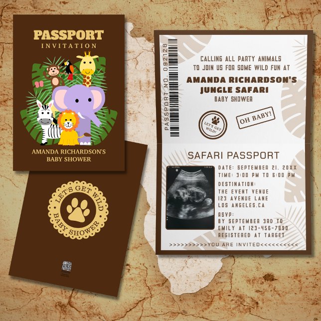 Jungle Safari Wild One Baby Showpass Einladung (Von Creator hochgeladen)