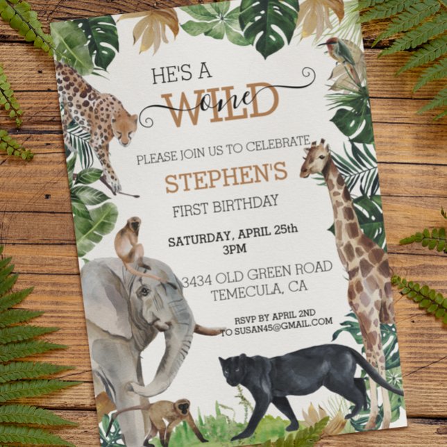 Jungle Safari Wild One Birthday Black Panther Einladung (Von Creator hochgeladen)