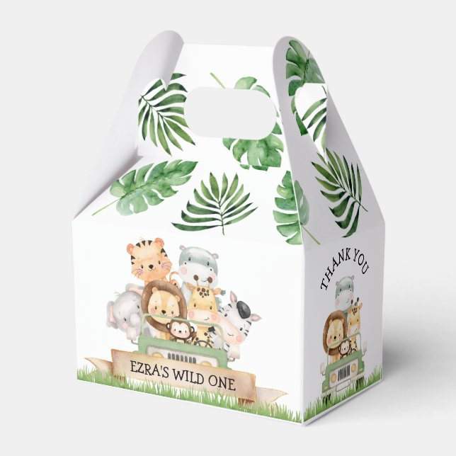 Jungle Safari Wild One Birthday Favor Boxes Geschenkschachtel (Vorderseite)