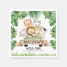 Jungle Safari Wild One Birthday Paper Napkins Serviette