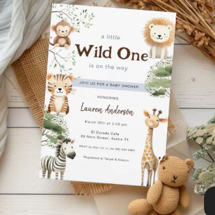 Jungle Safari Wild one Boy Baby Shower Einladung