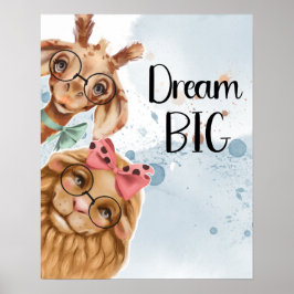 Jungle Safari Wildbaby Dusche Blue Aquarell Poster