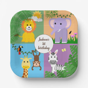 Jungle Safari Wilder Tier-Kindergeburtstag Pappteller