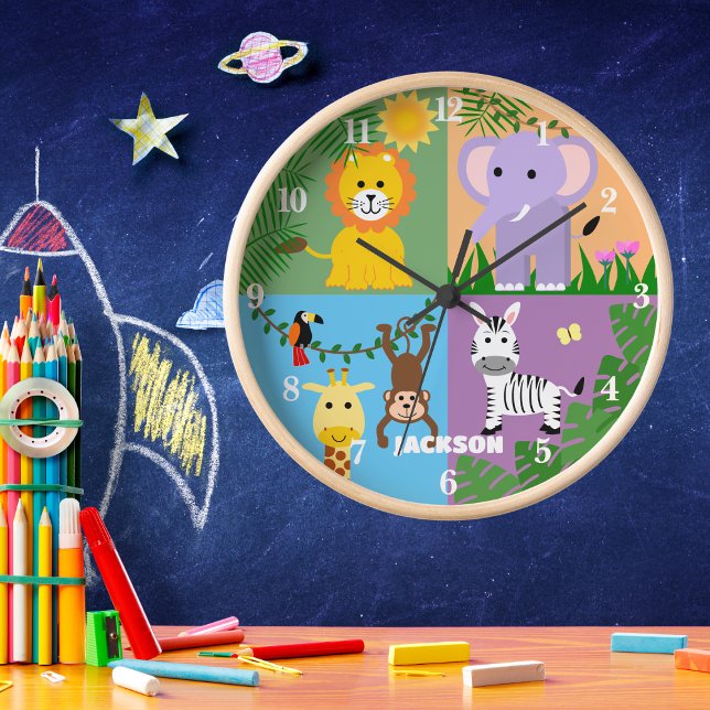 Jungle Safari Wilder Tier-Kindergeburtstag Uhr (Von Creator hochgeladen)