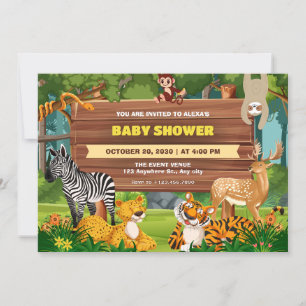 Jungle Safari Zoo Kinderdusche Einladung