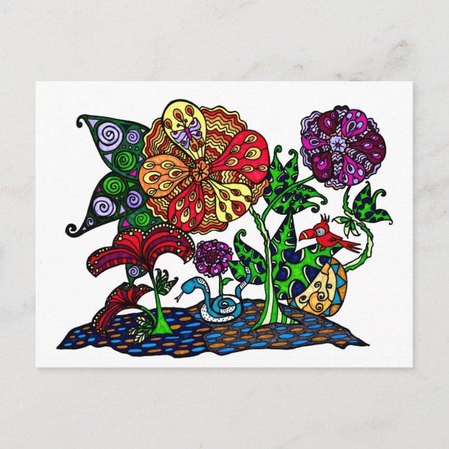 Jungle Scene Doodle Postkarten (Vorderseite)