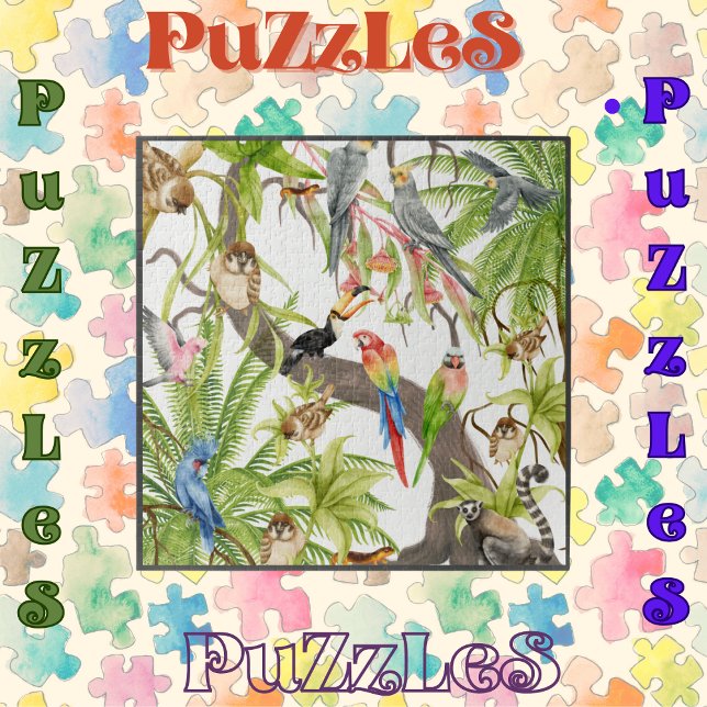Jungle Scene Tropical Birds, Critters, Foliates Puzzle (Von Creator hochgeladen)