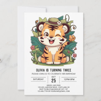 Jungle Simple Tiger Digital Geburtstag Einladung