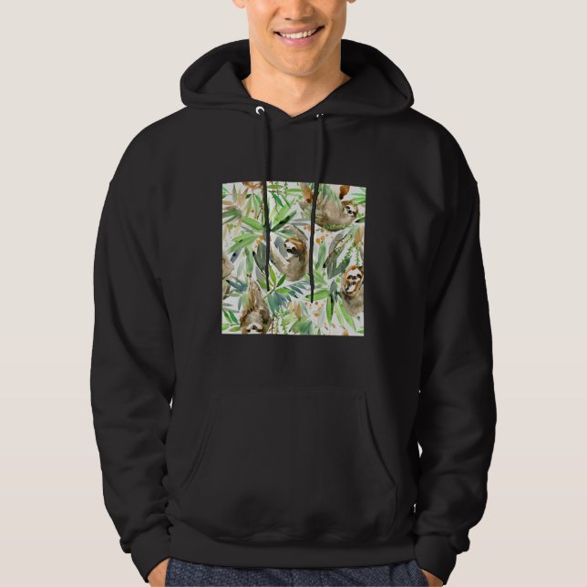Jungle Sloth auf Green Hoodie (Vorderseite)