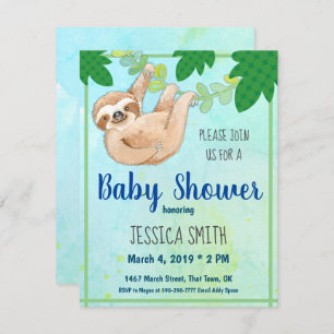 Jungle Sloth Baby Dusche Party Einladung