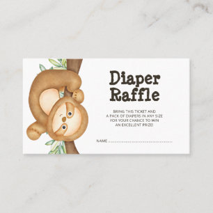 Jungle Sloth Baby Dusche Windeln Raffle Ticket