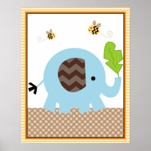 Jungle Stack Elephant Baby Kinderzimmer Art Poster