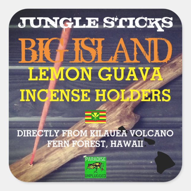 JUNGLE STICKS LEMON GUAVA INCENSE HOLDERS QUADRATISCHER AUFKLEBER (Vorderseite)