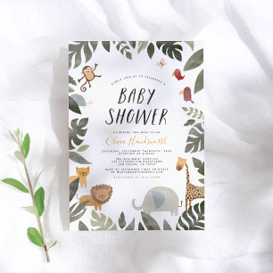 Jungle Storybook Illustration Boy Baby Shower Einladung