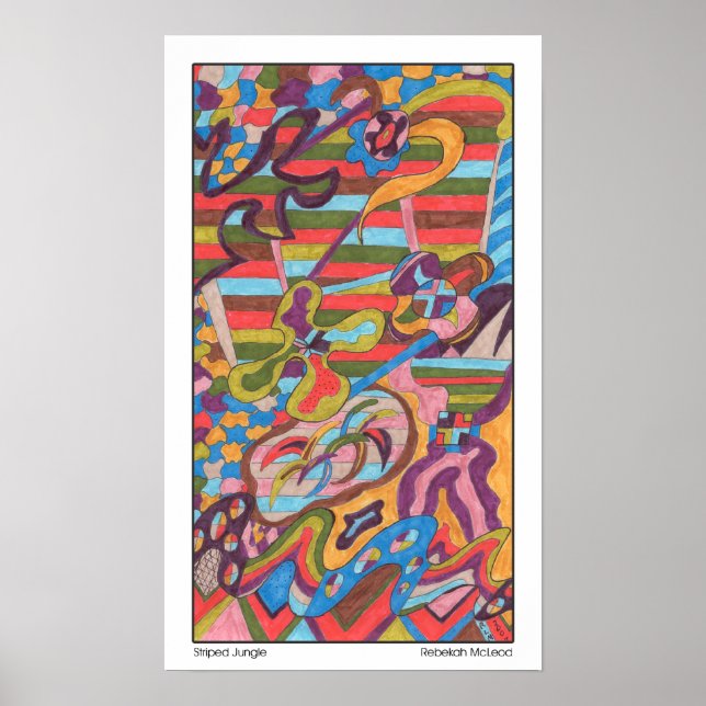 "Jungle Stripes I" Abstrakte Kunst Poster (Vorne)