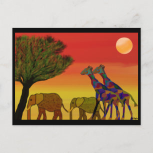 Jungle Sunset Postcard Postkarte