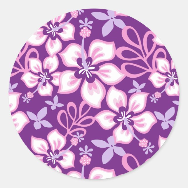 JUNGLE SURF (LILA COMBO) CLASSIC ROUND STICKER (Vorderseite)