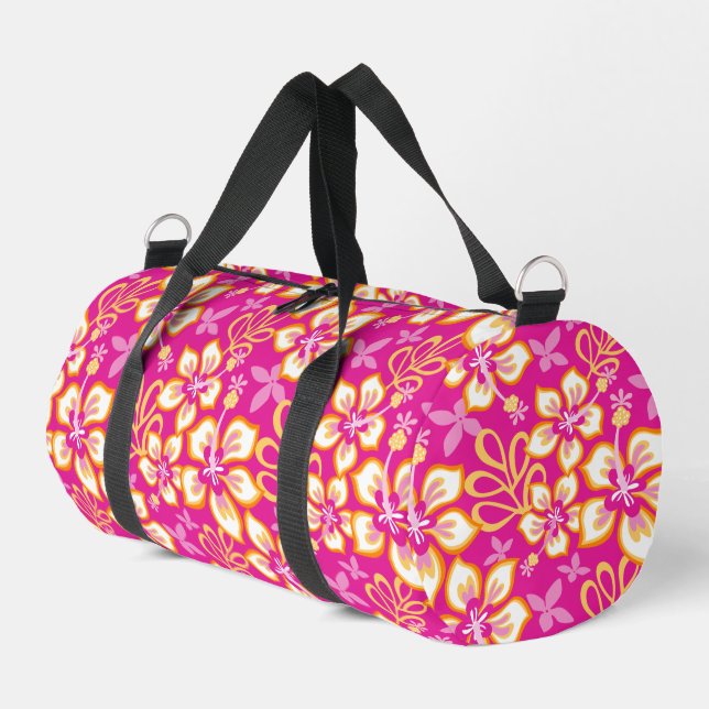 JUNGLE SURF PATTER IN HOT PINK DUFFLE BAG (Linke Seite)