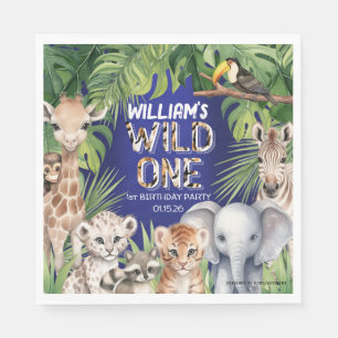 Jungle Thema 1. Geburtstag Wild eine Marine blau Serviette