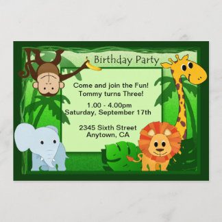 Jungle Thema Geburtstagsparty Einladung