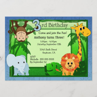 Jungle Theme 3. Geburtstag Einladung