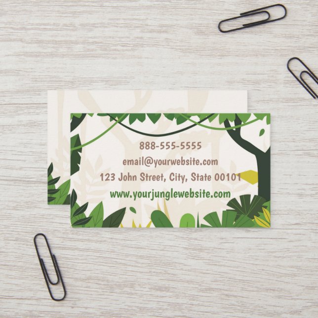 Jungle Theme for Kids Business Card Visitenkarte (Vorderseite/Rückseite Beispiel)