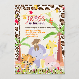 Jungle Theme/Personalisiertes Party/Foto Einladung