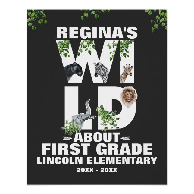 Jungle Themed First Day of School Kids Poster (Vorderseite)