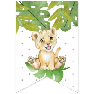 Jungle Themed Happy Birthday Kids Bunting Flags Wimpelkette