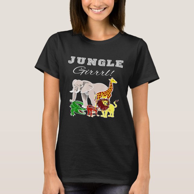 Jungle Themed Zoo Safari Wilde Tiere T-Shirt (Vorderseite)
