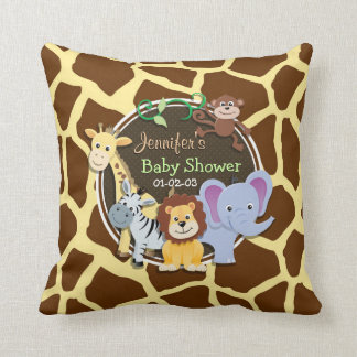Jungle Tiere auf brauner Giraffe Tierwerbung Kissen