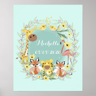 Jungle Tiere Baby Dusche Junge oder Mädchen. Poster