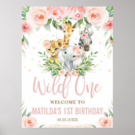 Jungle Tiere Blush Floral Wild 1 1. Willkommen Poster