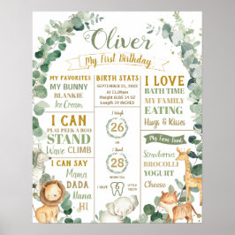 Jungle Tiere Geburtstag Meilenstein Geburtsstunde  Poster