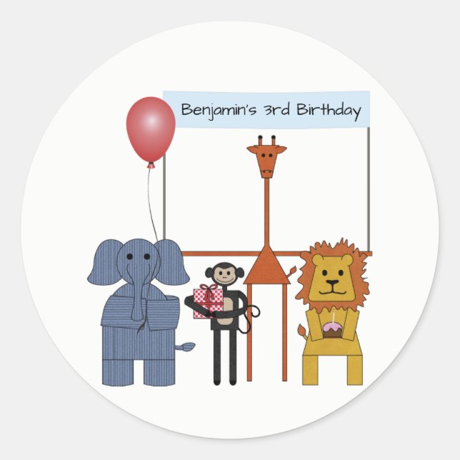 Jungle Tiere Geburtstagsparty Round Sticker (Vorderseite)