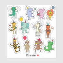 Jungle-Tiere Geburtstagstickerblatt