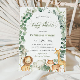 Jungle Tiere Grünpflanzen Gender Neutral Baby Dusc Einladung