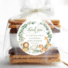 Jungle Tiere Grünpflanzen Neutrale Baby Dusche Gef Runder Aufkleber