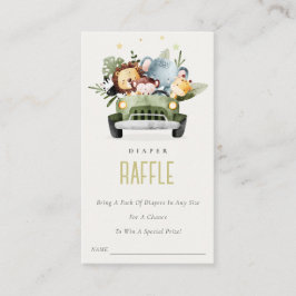 Jungle Tiere in Auto Diaper Raffle Baby Dusche Begleitkarte