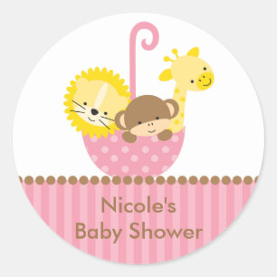 Jungle Tiere in rosa Umbrella Stickers