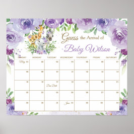 Jungle Tiere Ratet Baby's Due Date Game Sign Poster