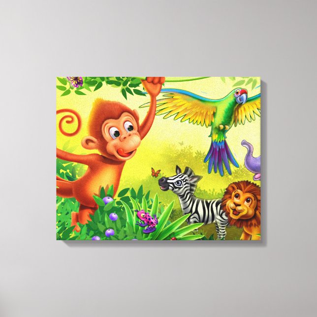 Jungle-Tiere Riesengebirge Leinwand Kinderschlafzi (Vorderseite)