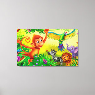 Jungle Tiere Spaß Leinwand Kinderschlafzimmerprint