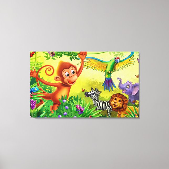 Jungle Tiere Spaß Leinwand Kinderschlafzimmerprint (Vorderseite)
