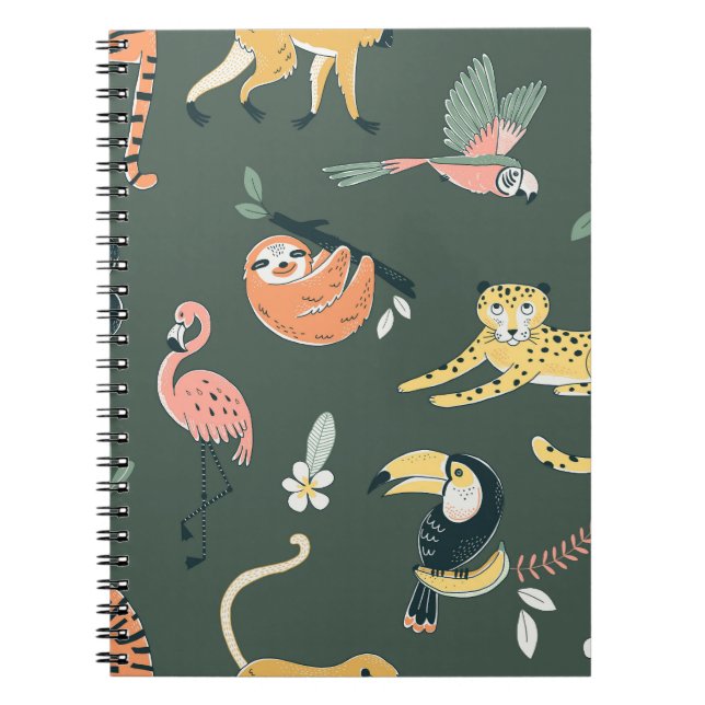 Jungle Tiere Vintag Flora Fauna Notizblock (Vorderseite)