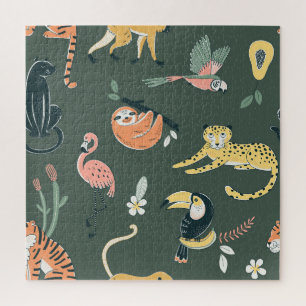 Jungle Tiere Vintag Flora Fauna Puzzle
