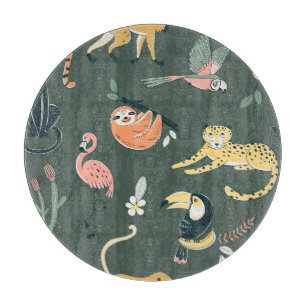 Jungle Tiere Vintag Flora Fauna Schneidebrett