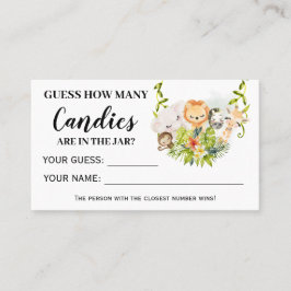 Jungle Tiere Wie viele Candies Baby Duschkarte Platzkarte