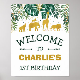 Jungle Tiere WILL ONE Tropical Birthday Willkommen Poster